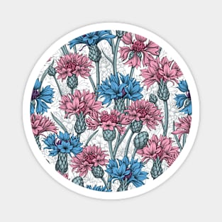 Cornflowers in pink and blue 2 Magnet